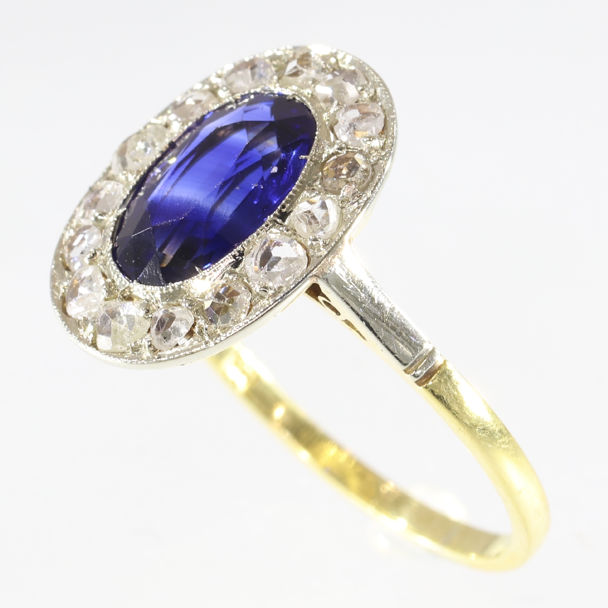 Estate diamond and sapphire anniversary or engagement ring (image 4 of 11)